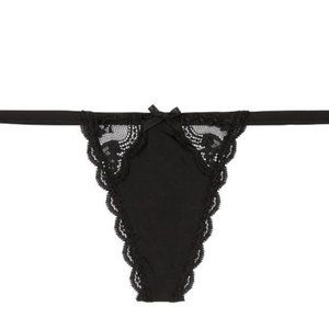 Dream Angels VS very sexy v-string panty underwear thong black satin lace trim